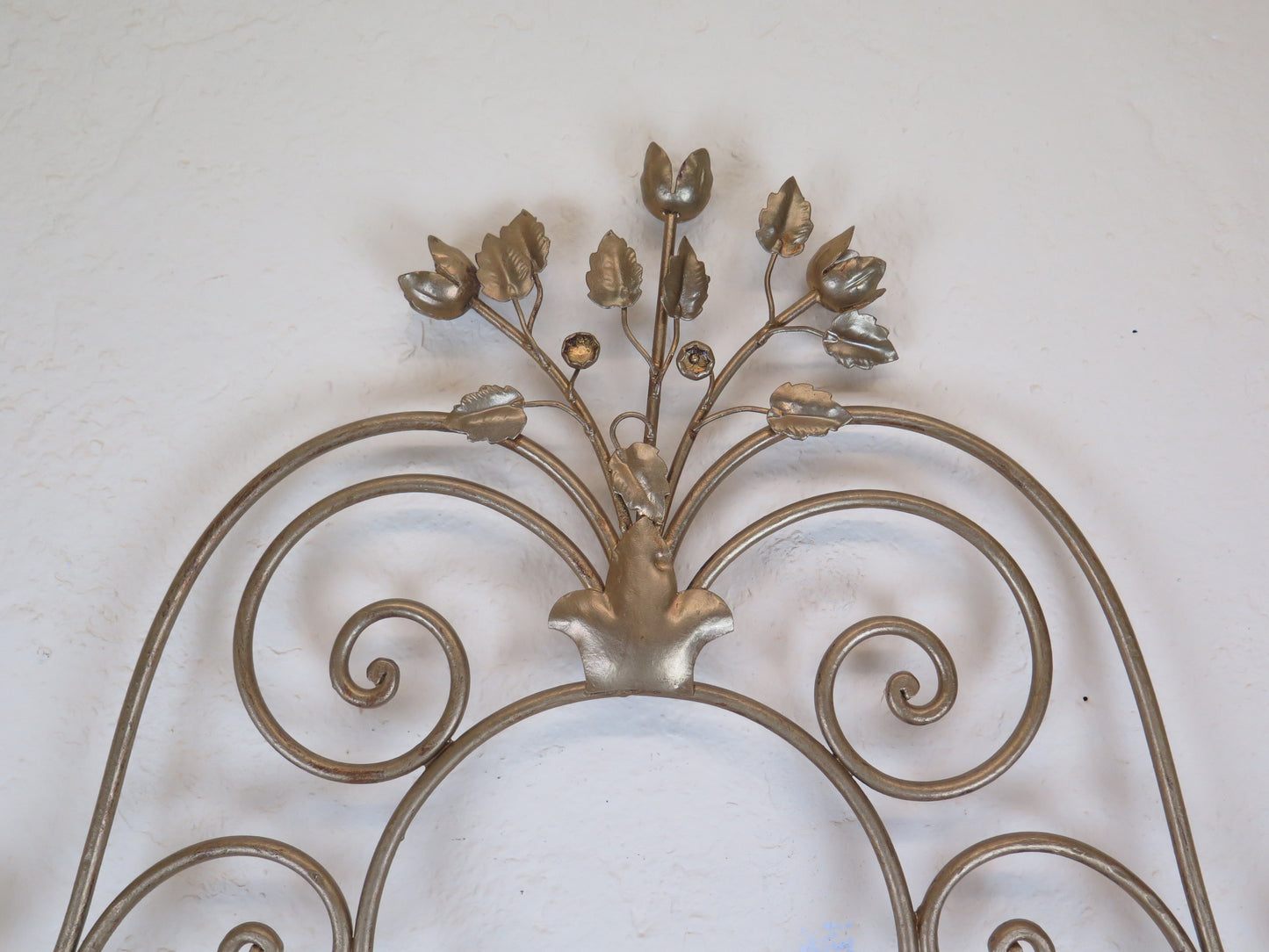 TWO WROUGHT IRON HEADBOARDS GOLDEN SINGLE OR DOUBLE HEADBOARDS