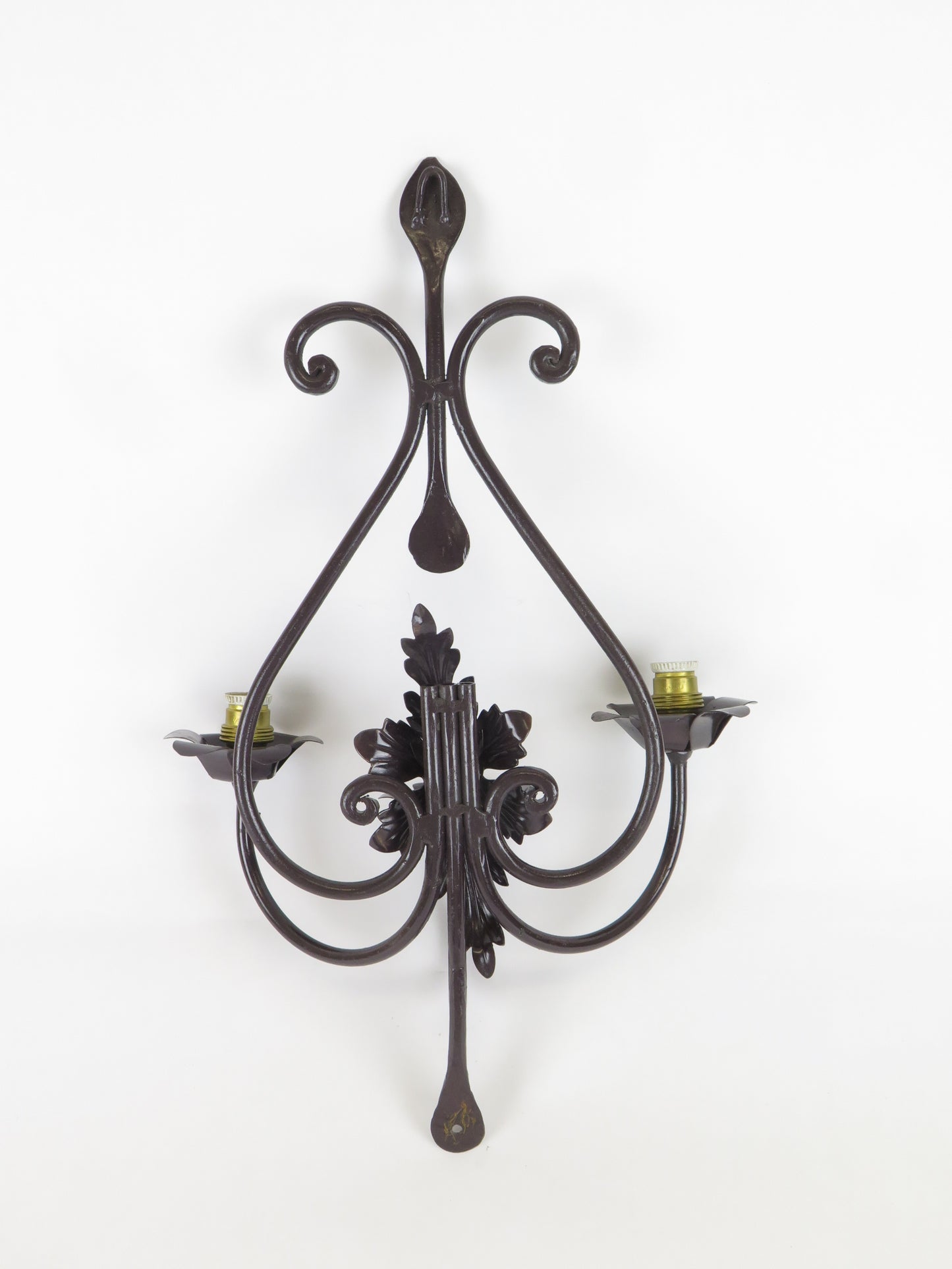 OLD WALL LIGHT IN HAND FORGED WROUGHT IRON WITH THREE FLAMES WALL LIGHT CH39