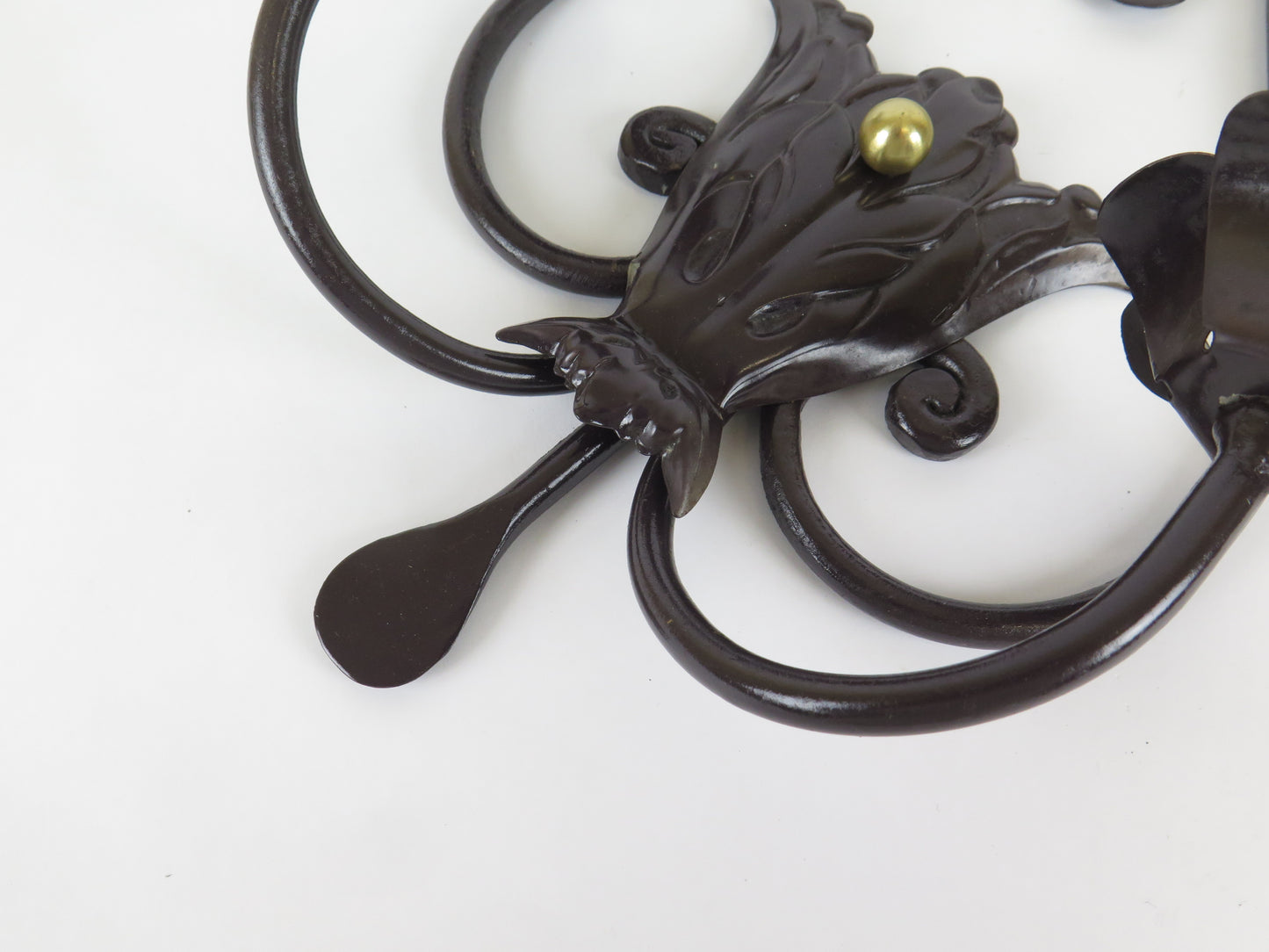 OLD WALL LIGHT IN HAND FORGED WROUGHT IRON WITH TWO FLAMES WALL LIGHT CH39