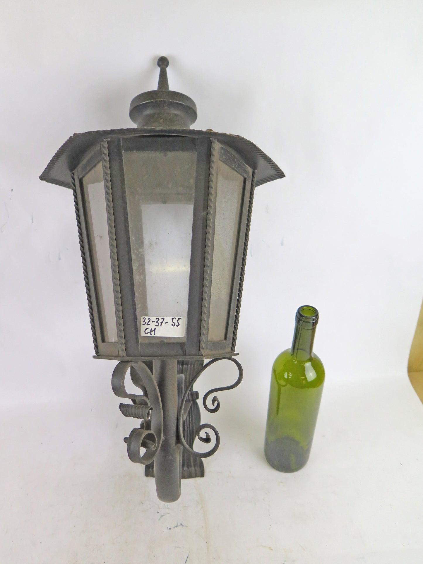 WROUGHT IRON LAMP WITH WALL ARM VINTAGE HANDMADE LANTERN CH