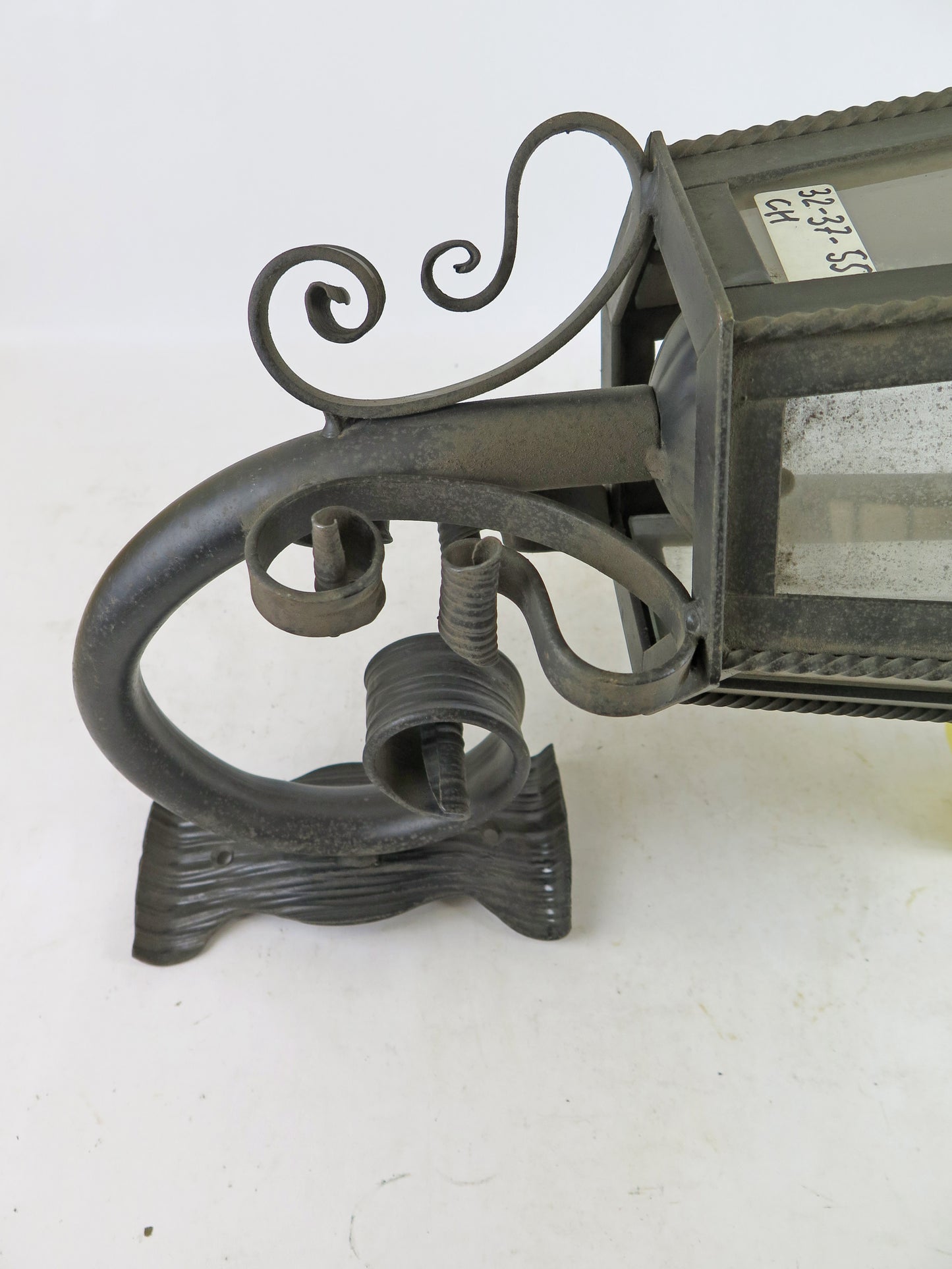 WROUGHT IRON LAMP WITH WALL ARM VINTAGE HANDMADE LANTERN CH