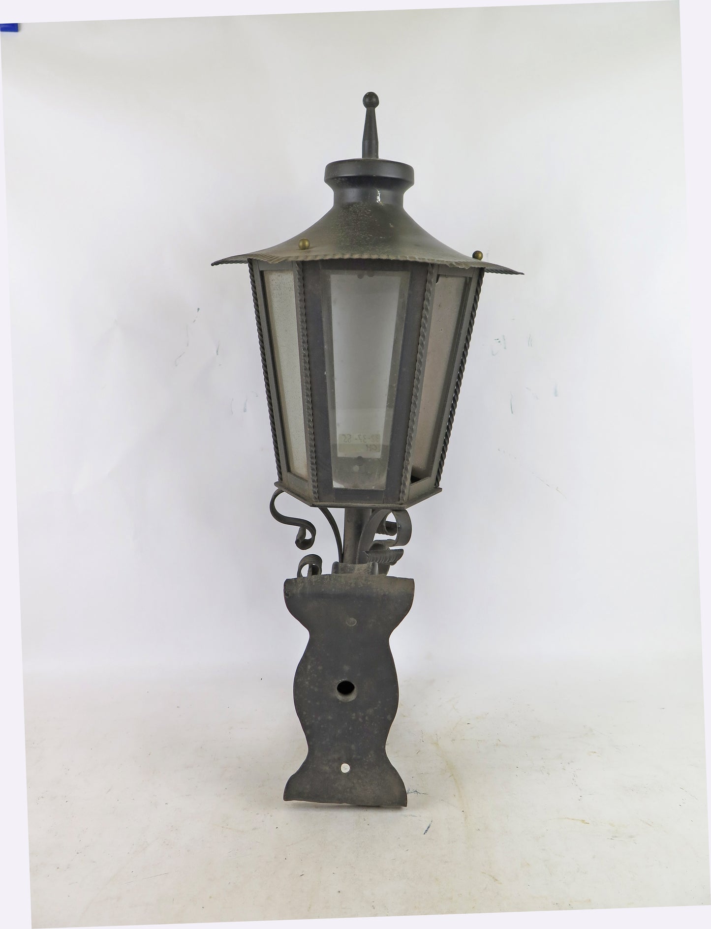 WROUGHT IRON LAMP WITH WALL ARM VINTAGE HANDMADE LANTERN CH