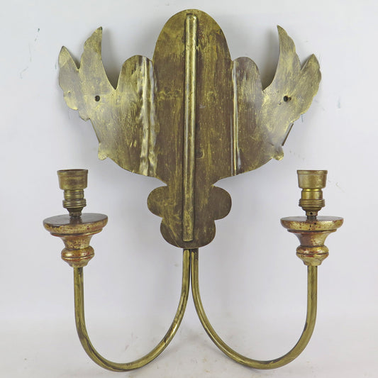 GOLDEN WROUGHT IRON WALL LIGHT TWO LIGHTS VINTAGE HANDMADE WALL LIGHT CH11