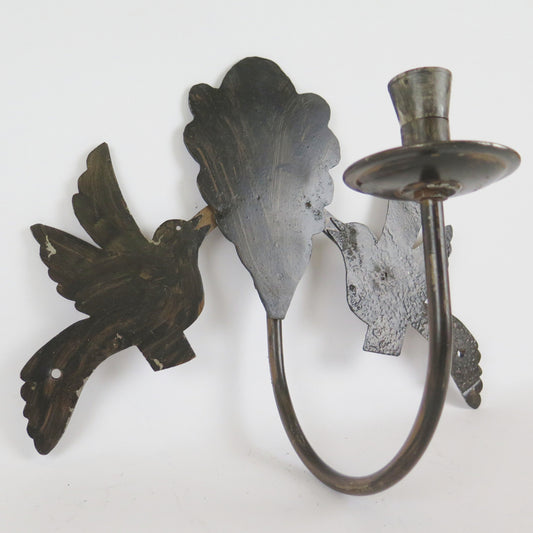 HAND FORGED WROUGHT IRON WALL LIGHT WITH LUCE BIRD MEDALLION CH40