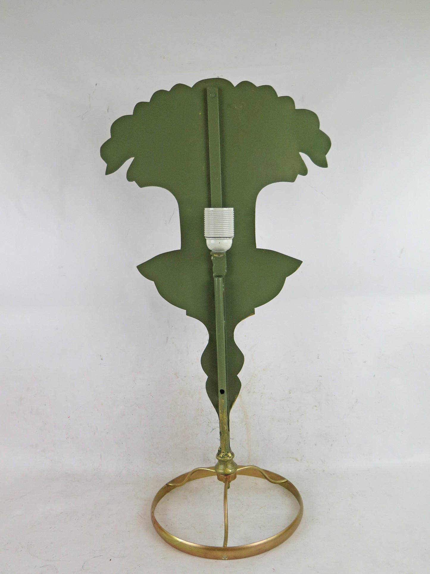 OLD HANDMADE WROUGHT IRON DESK LAMP ABAT JOUR CH39