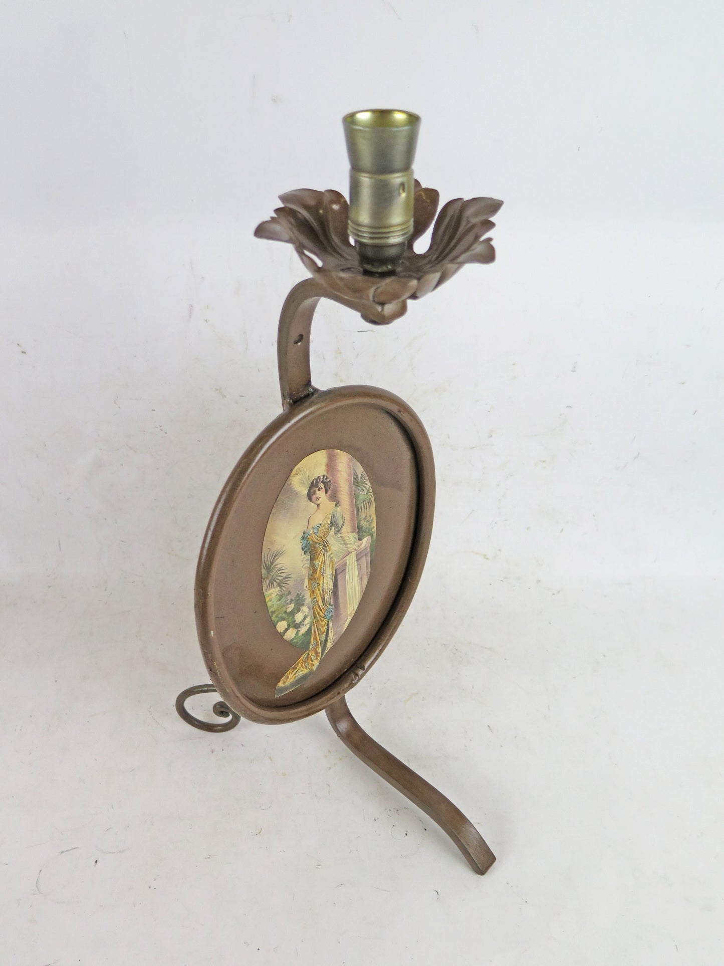 OLD WROUGHT IRON LAMP HAND FORGED BY A LIGURIAN ARTIST CH35