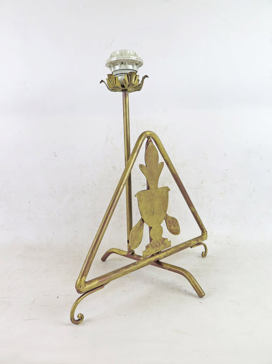 OLD GOLDEN DESK LAMP HAND FORGED WROUGHT IRON TRIANGLE CH35