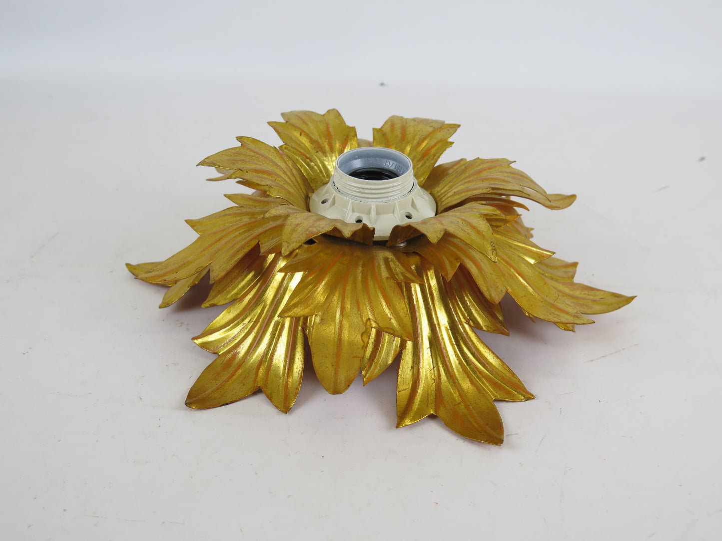 VINTAGE WALL OR CEILING LAMP CH8 GOLD MAGNOLIA FLOWER SHAPE