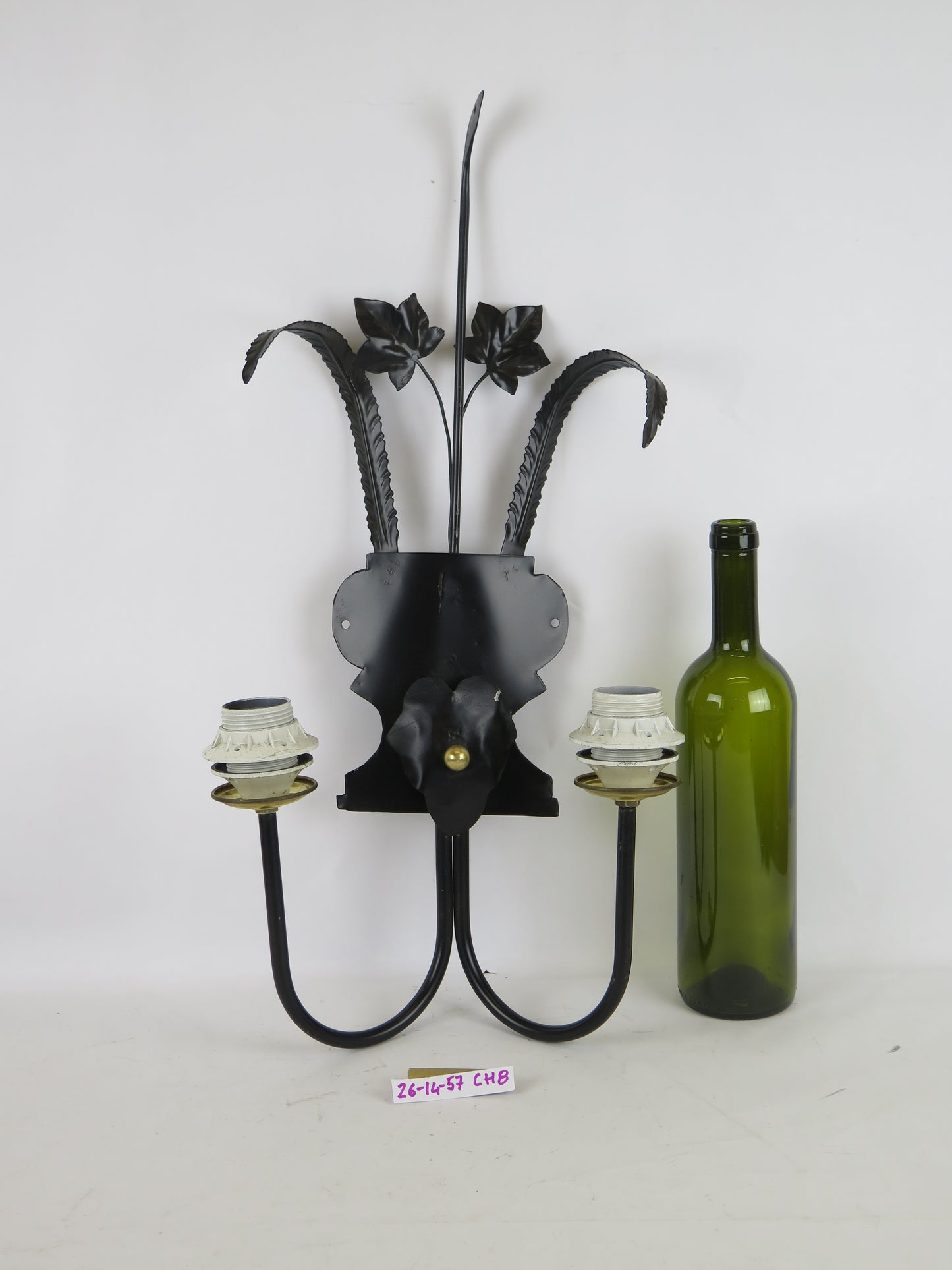 OLD WALL LAMP WITH TWO LIGHTS IN WROUGHT IRON LIGURIAN CRAFTS CH8