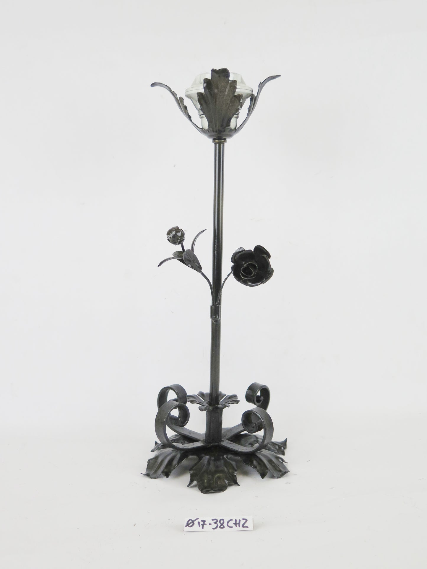 ARTISTIC WROUGHT IRON TABLE LAMP ABAT-JOUR VINTAGE HANDMADE CH2