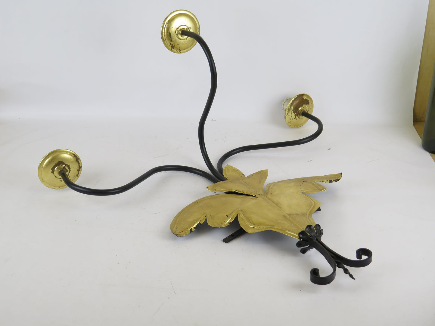 OLD WALL LAMP WITH THREE LIGHTS IN WROUGHT IRON LIGURIAN CRAFTS CH