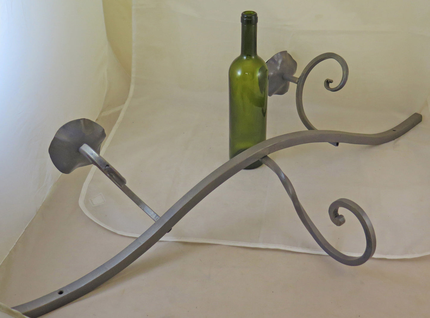 LARGE WALL LIGHT IN HAND FORGED WROUGHT IRON TWO FLAMES WALL LIGHT CH34