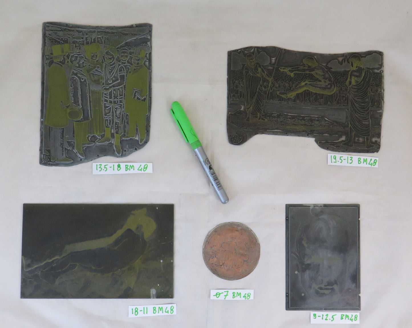 4 ANCIENT ART NOUVEAU METAL ENGRAVING MATERIALS PRINTING PLATE BM48