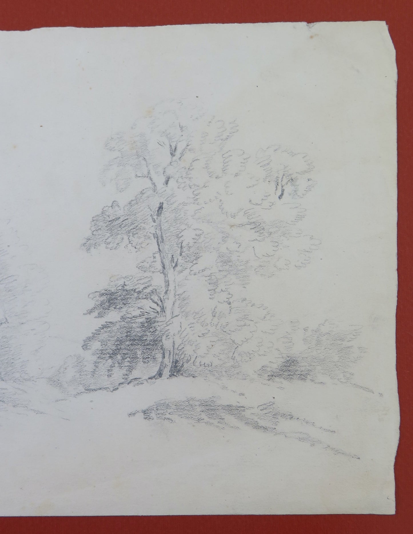 ANCIENT PENCIL DRAWING ON COUNTRYSIDE PAPER SIGNED PAINTING BM53.5b
