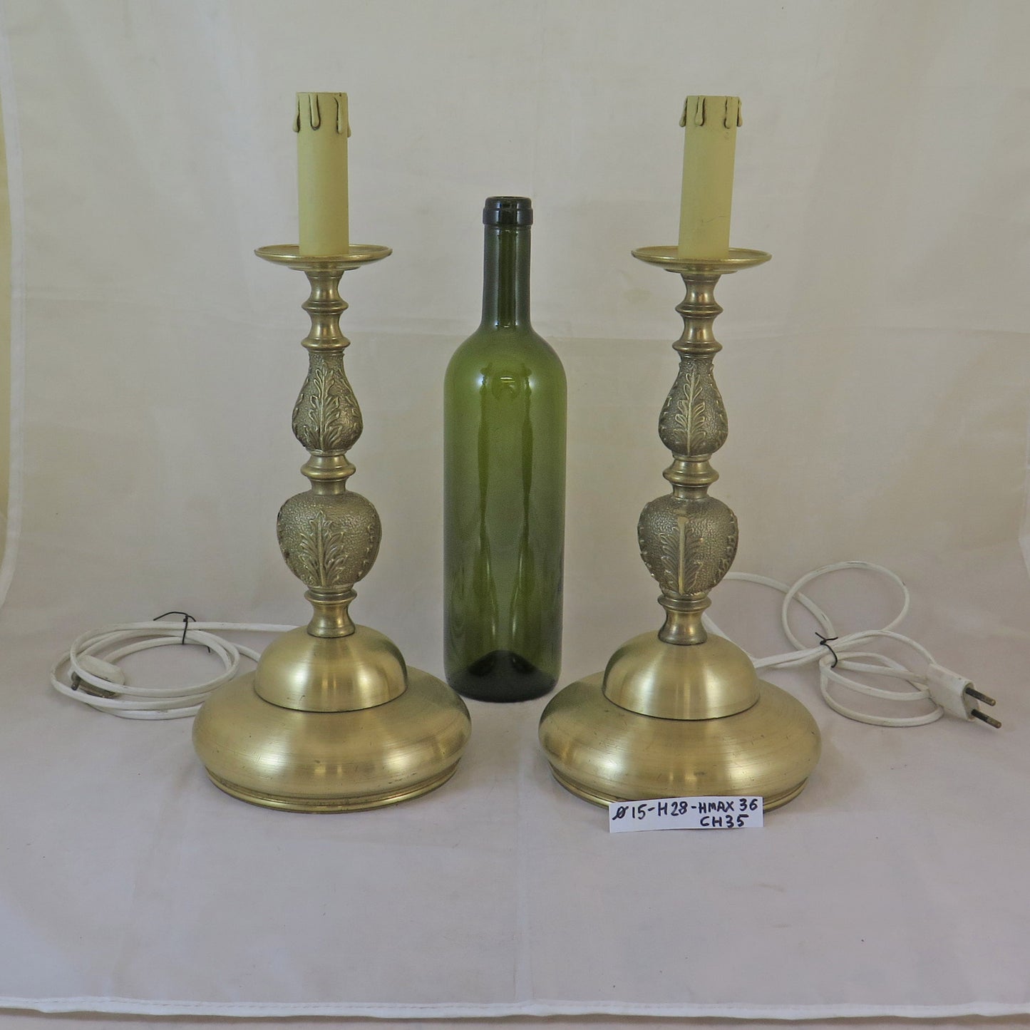 PAIR OF VINTAGE HANDMADE HANDMADE BRASS TABLE LAMPS CH35