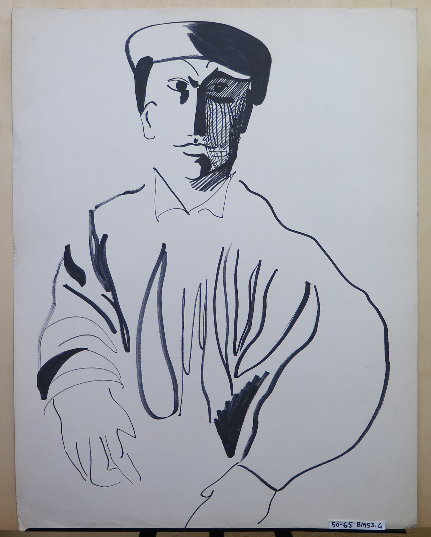 GRAPHIC MALE PORTRAIT 70'S ACRYLIC PAPER FRANCE VNITAGE BM53.4