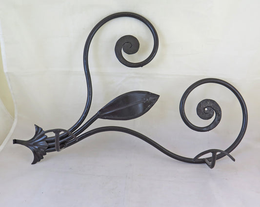 OLD WROUGHT IRON WALL HANGER HAND FORGED 2 VINTAGE HOOKS CH34